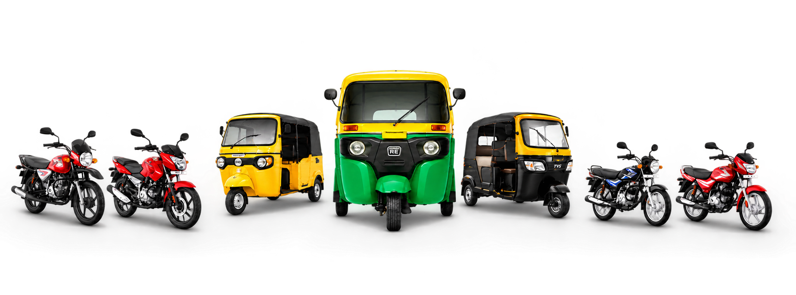 Bajaj and TVS motorcycles and three-wheelers in the Solder Up range